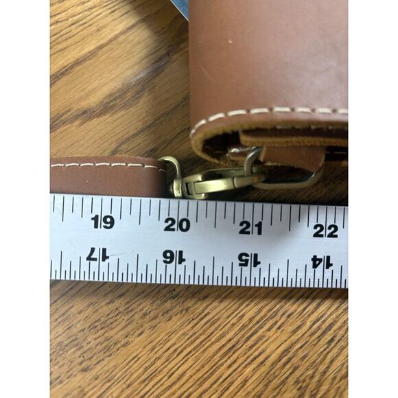 Portland Leather Works Purse Womens Brown Small Stitched Envelope Crossbody New - Picture 4 of 14